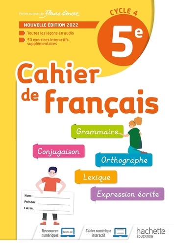 Cahier de français 5e. Edition 2022