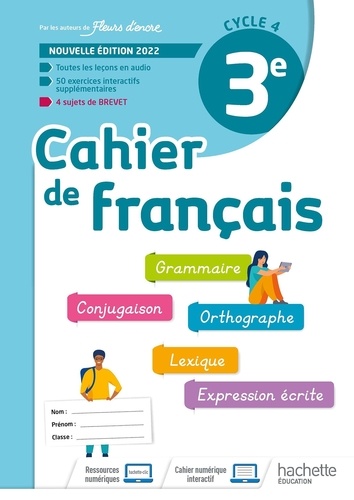 Cahier de français 3e. Edition 2022