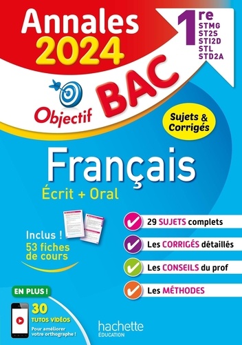 Français écrit + oral 1re STMG ,ST2S, STI2D, STL, STD2A. Edition 2024