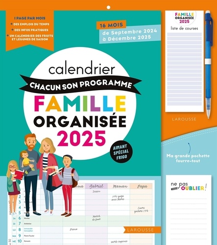 Calendrier Chacun son programme - Famille organisée. Edition 2024-2025