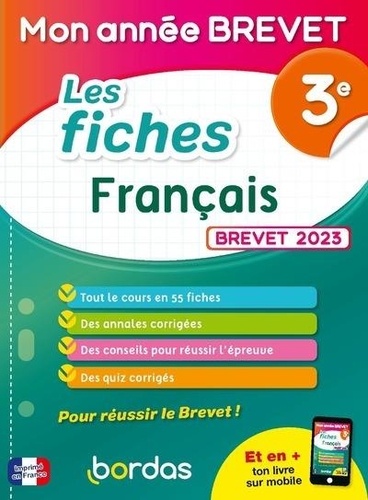 Les fiches Français Brevet 3e. Edition 2023