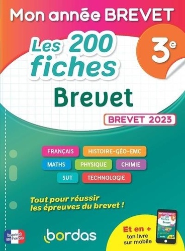 Les 200 fiches Brevet 3e. Edition 2023