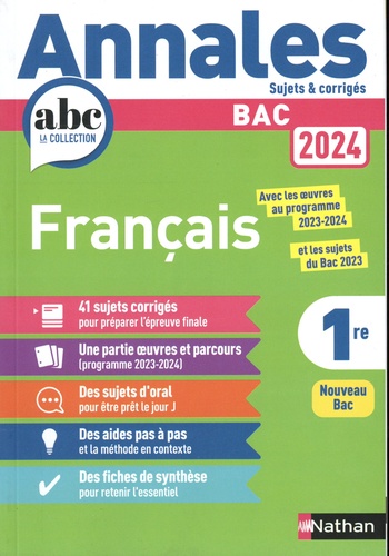 Français 1re. Sujets & corrigés, Edition 2024