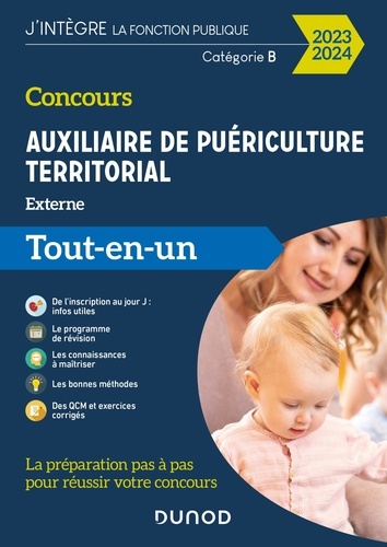 Concours Auxiliaire de puériculture territorial Externe Catégorie B. Tout-en-un, Edition 2023-2024