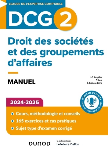Droit des sociétés et des groupements d'affaires DCG 2. Manuel, Edition 2024-2025