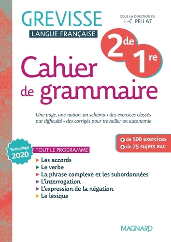 Français 2de 1re Grevisse. Cahier de grammaire, Edition 2022