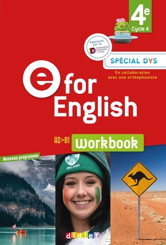 Anglais 4e Cycle 4 E for English. Workbook, Edition 2017 [ADAPTE AUX DYS