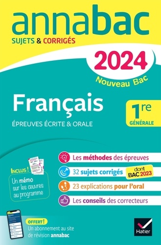 Français 1re générale. Sujets & corrigés, Edition 2024