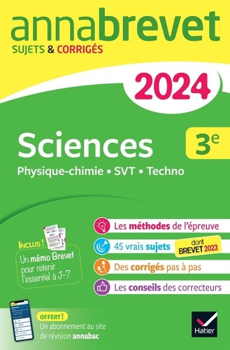 Sciences 3e. Physique-chimie, SVT, Techno ; Sujets & corrigés, Edition 2024