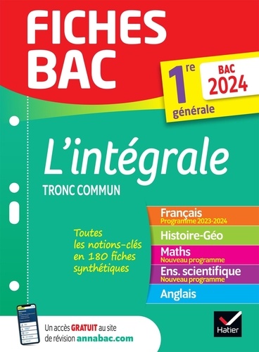 L'intégrale Tronc commun 1re générale. Edition 2024