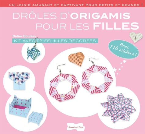 Drôles d'origamis pour les filles. Kit avec 112 feuilles décorées, avec 110 stickers !