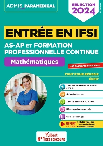 Entrée en IFSI AS-AP et formation professionnelle continue. Mathématiques, Edition 2024