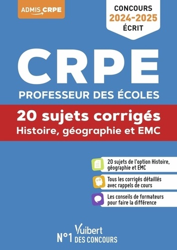 Histoire Géographie EMC. 20 sujets corrigés, Edition 2024-2025