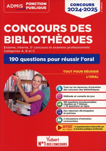 Concours des bibliothèques. 190 questions pour réussir l'oral, Edition 2024-2025