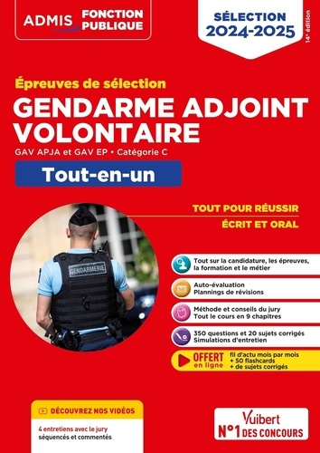Epreuves de sélection Gendarme adjoint volontaire. GAV, APJA et GAV EP - Catégorie C, Edition 2024-2025