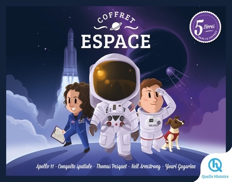 Espace. Coffret en 5 volumes : Apollo 11 ; Conquête spatiale ; Thomas Pesquet ; Neil Armstrong ; Youri Gagarine