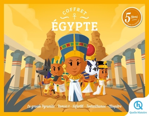 Coffret Egypte. 5 volumes : La Grande Pyramide ; Ramsès II ; Néfertiti ; Toutankhamon ; Cléopâtre