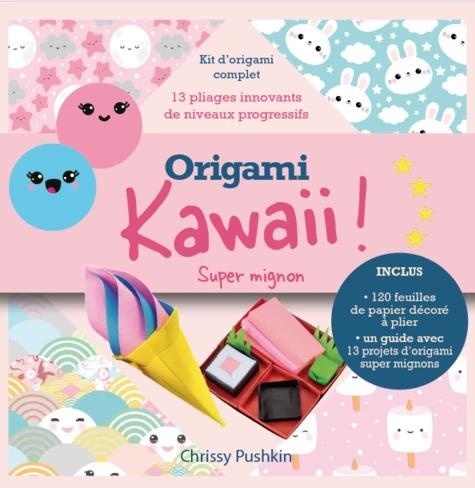 Origami Kawaii ! Super mignon. Avec 120 feuilles de papier décoré à plier, un guide avec 13 projets d'origami super mignons
