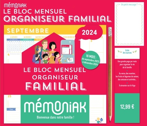 Le Bloc mensuel organiseur familial Mémoniak. Edition 2023-2024