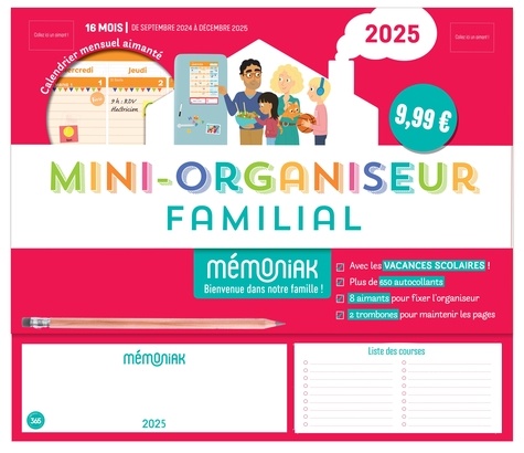 Mini-organiseur familial Mémoniak. Edition 2024-2025