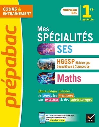 Mes spécialités SES, HGGSP, Maths 1re. Edition 2019-2020