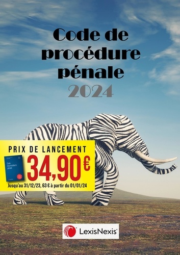 Code de procédure pénale. Jaquette éléphant zèbre, Edition 2024