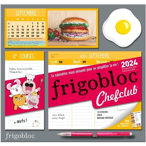 Frigobloc Hebdomadaire Chefclub. Le calendrier maxi-aimanté pour se simplifier la vie ! Avec un critérium, Edition 2023-2024