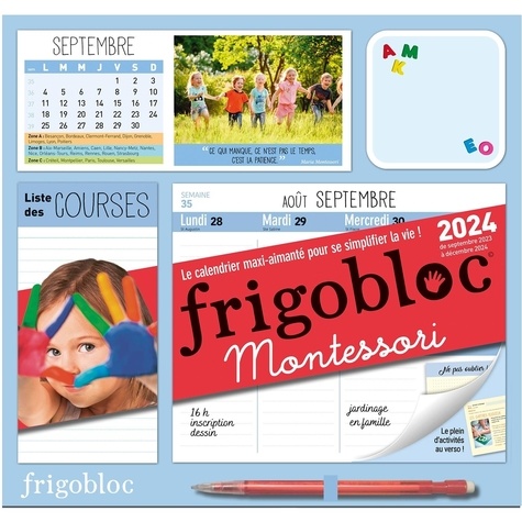 Frigobloc Hebdomadaire Montessori. Le calendrier maxi-aimanté pour se simplifier la vie ! Avec un critérium, Edition 2023-2024