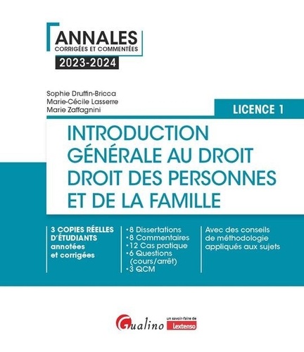 Introduction générale au droit - Droit des personnes et de la famille. Licence 1, Edition 2023-2024