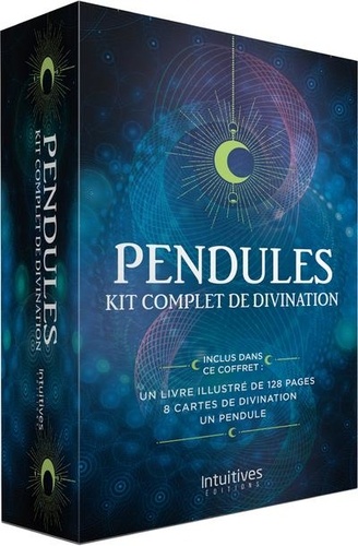 Pendules, Kit complet de divination. Coffret avec 1 livre, 8 planches de divination et 1 pendule